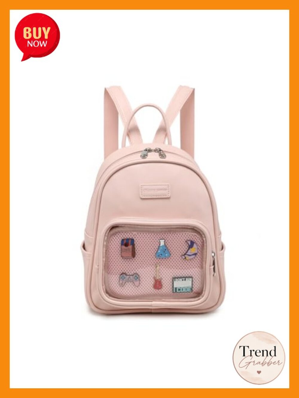 Kawaii Ita Backpack Purse - Clear Window Anime Pin Display Bag with Pockets
